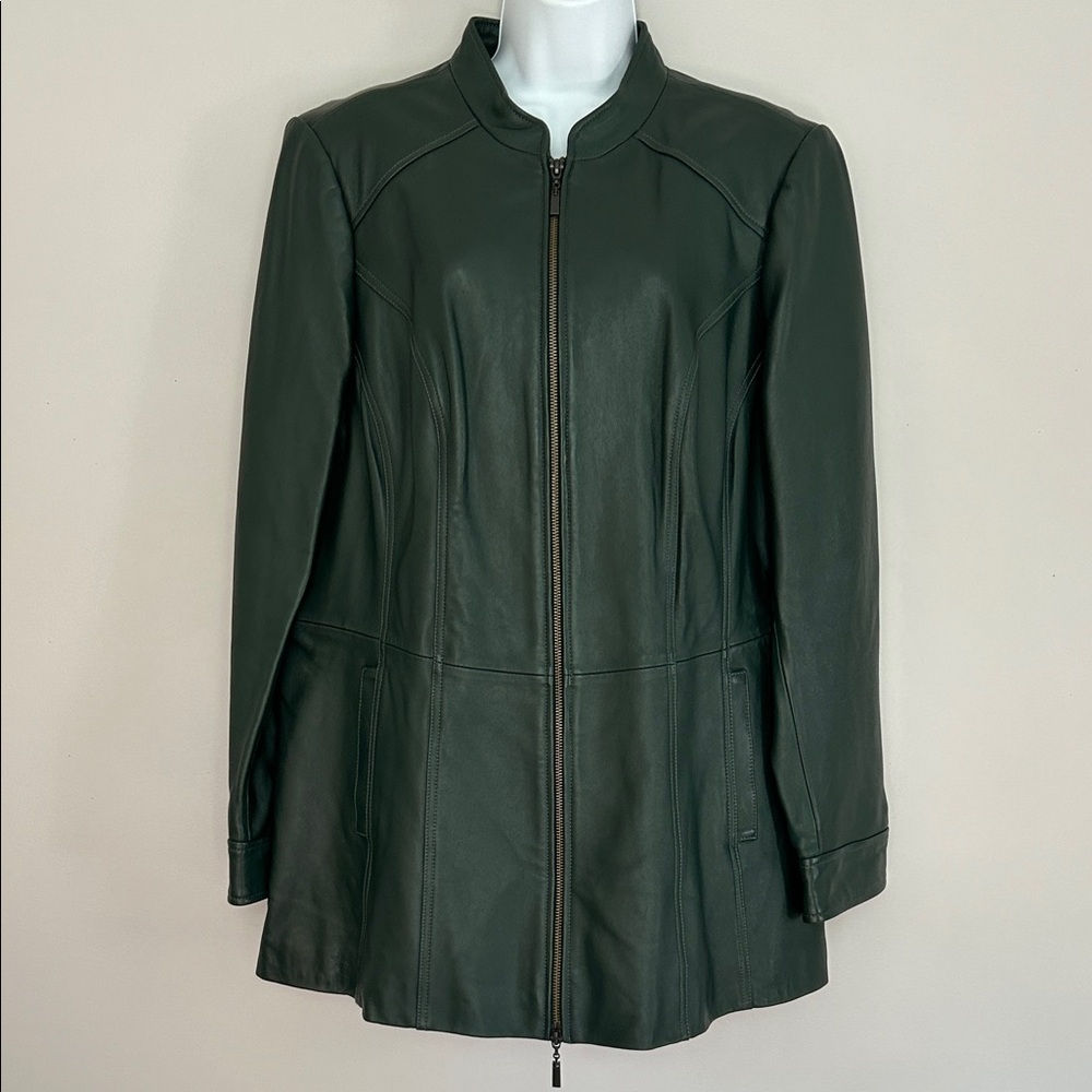 Denim & Co  Women's Green Leather Jacket